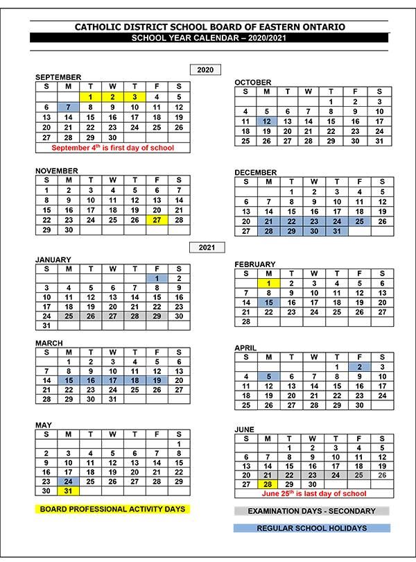 School Year Calendar 